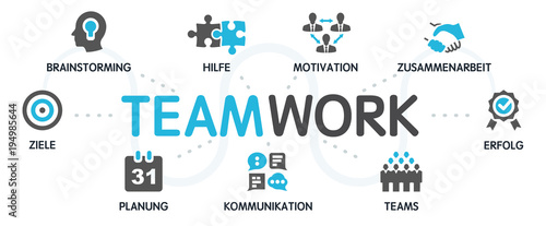 TEAMWORK Zusammenarbeit Vektor Grafik Icons Priktogramme