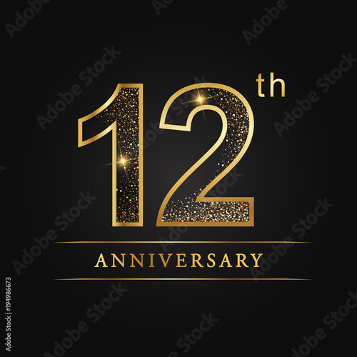 anniversary, aniversary, twelve years anniversary celebration logotype. 12th anniversary logo. Twelve years anniversary.