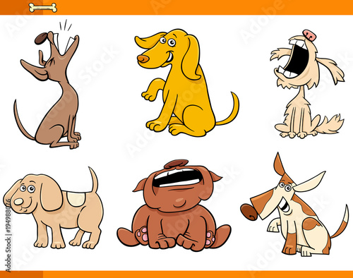 funny comic dogs cartoon characters set
