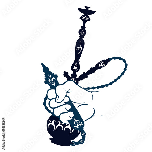Hand and hookah with ornament