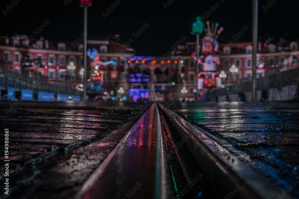 Fototapeta premium Beautiful streets of the night city of Nice in the south of France