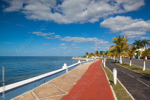 Renovated promenade on the sea shore in Campeche,Mexico.