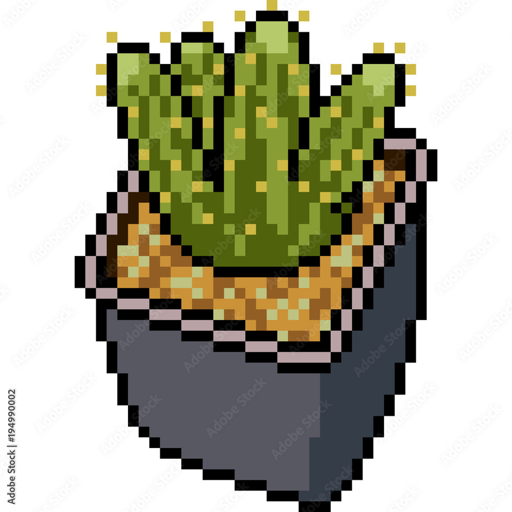 Obraz premium vector pixel art cactus pot