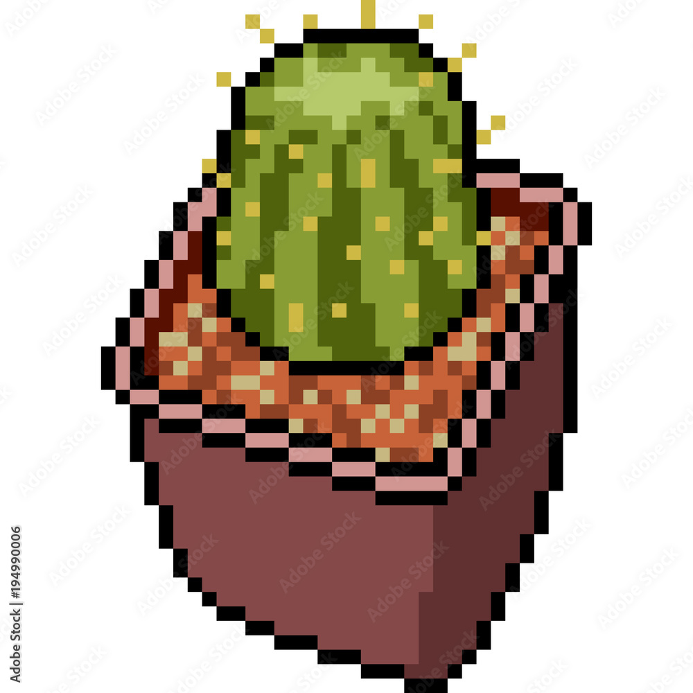 Obraz premium vector pixel art cactus pot
