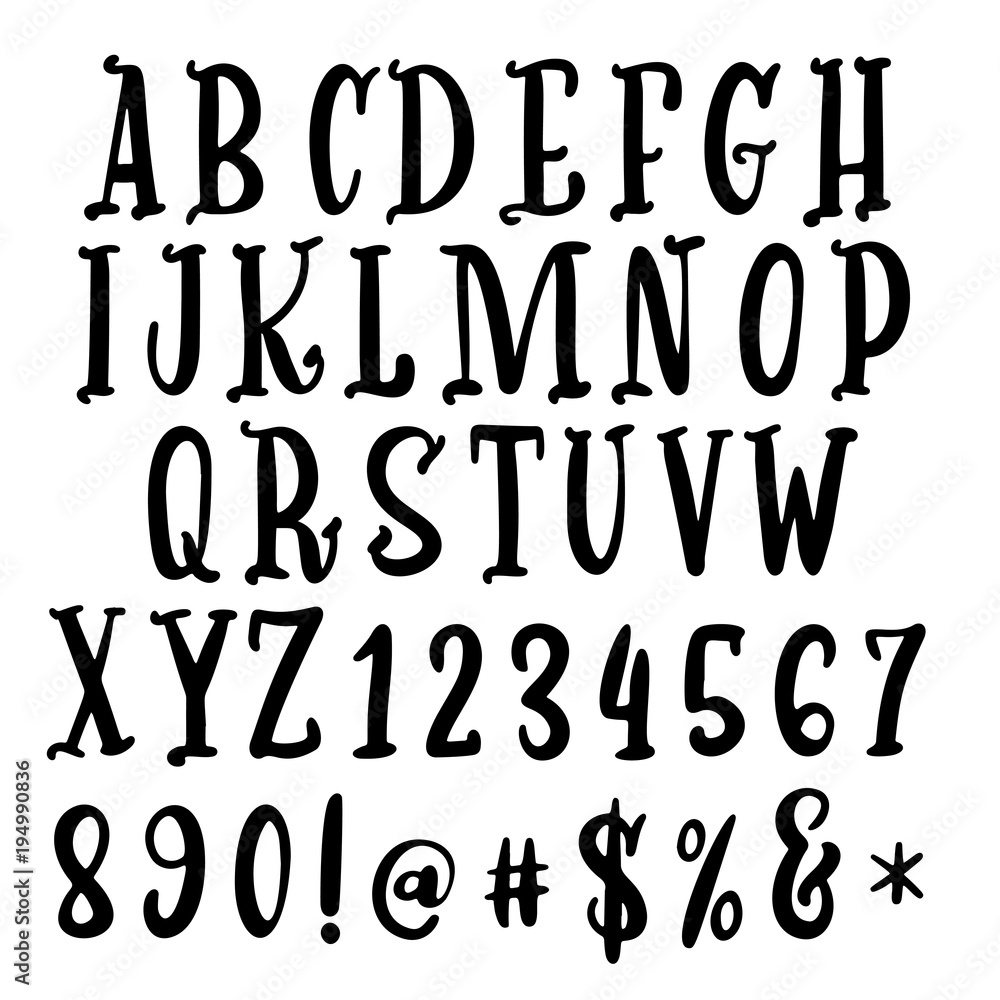 Handwritten calligraphy font. Vector alphabet. Hand drawn letters Handwritten calligraphy font. Vector alphabet. Hand drawn letters