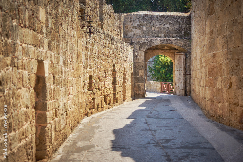 One of the gates to the old Rhodes city through the defensive walls
