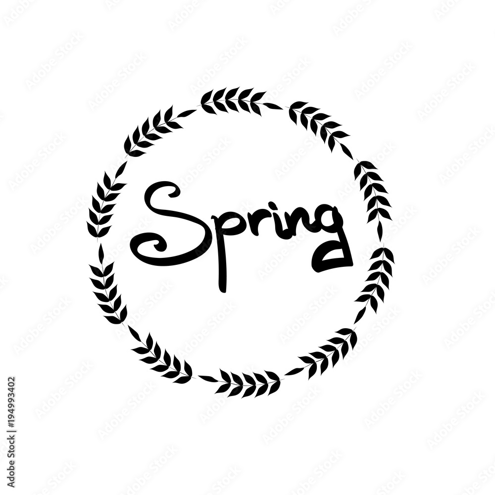 Spring inscription in a circle of wheat ear Spring inscription in a circle of wheat ear