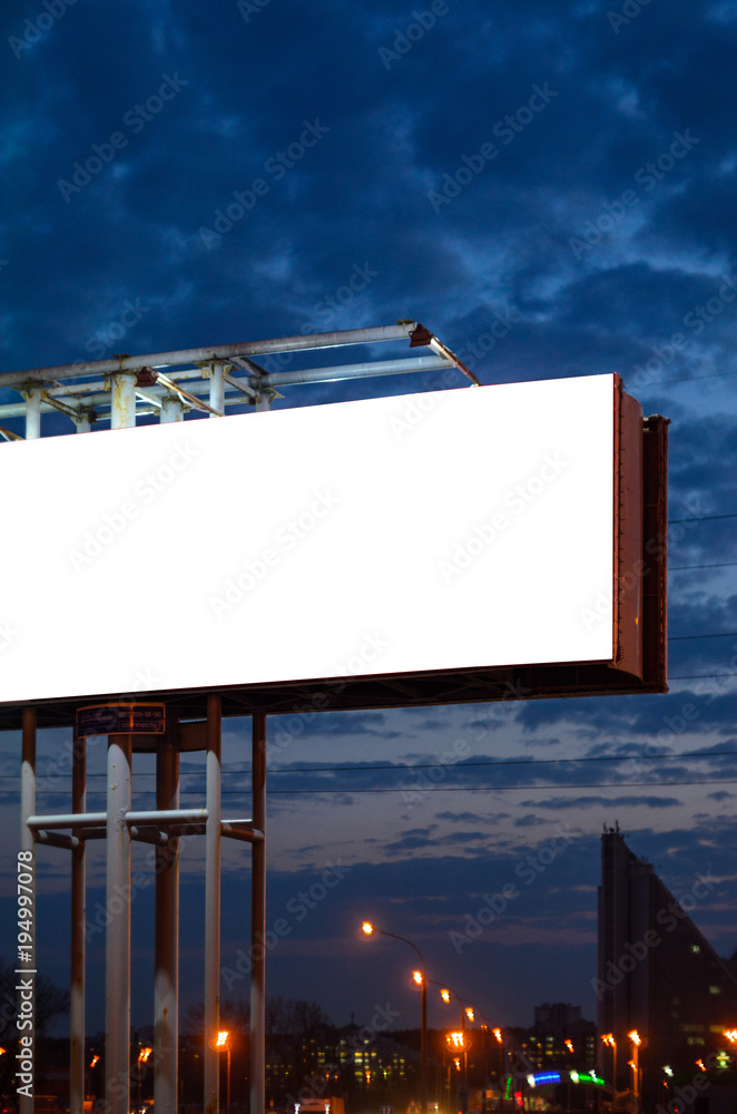 Blank billboard in night city, street and urban in the night, mock up Blank billboard in night city, street and urban in the night, mock up