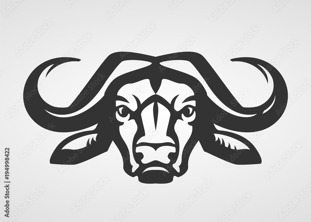 Buffalo head silhouette. Vector bull logo template Stock Vector Adobe