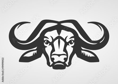 Buffalo head silhouette. Vector bull logo template
