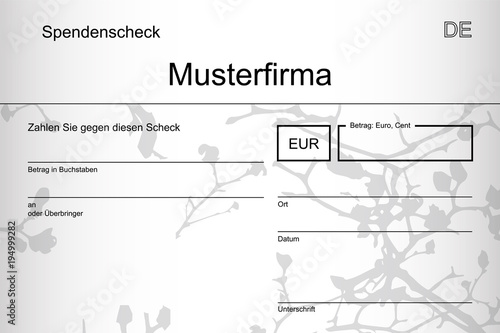 Spendenscheck mit Firmenname - Blumen weiß