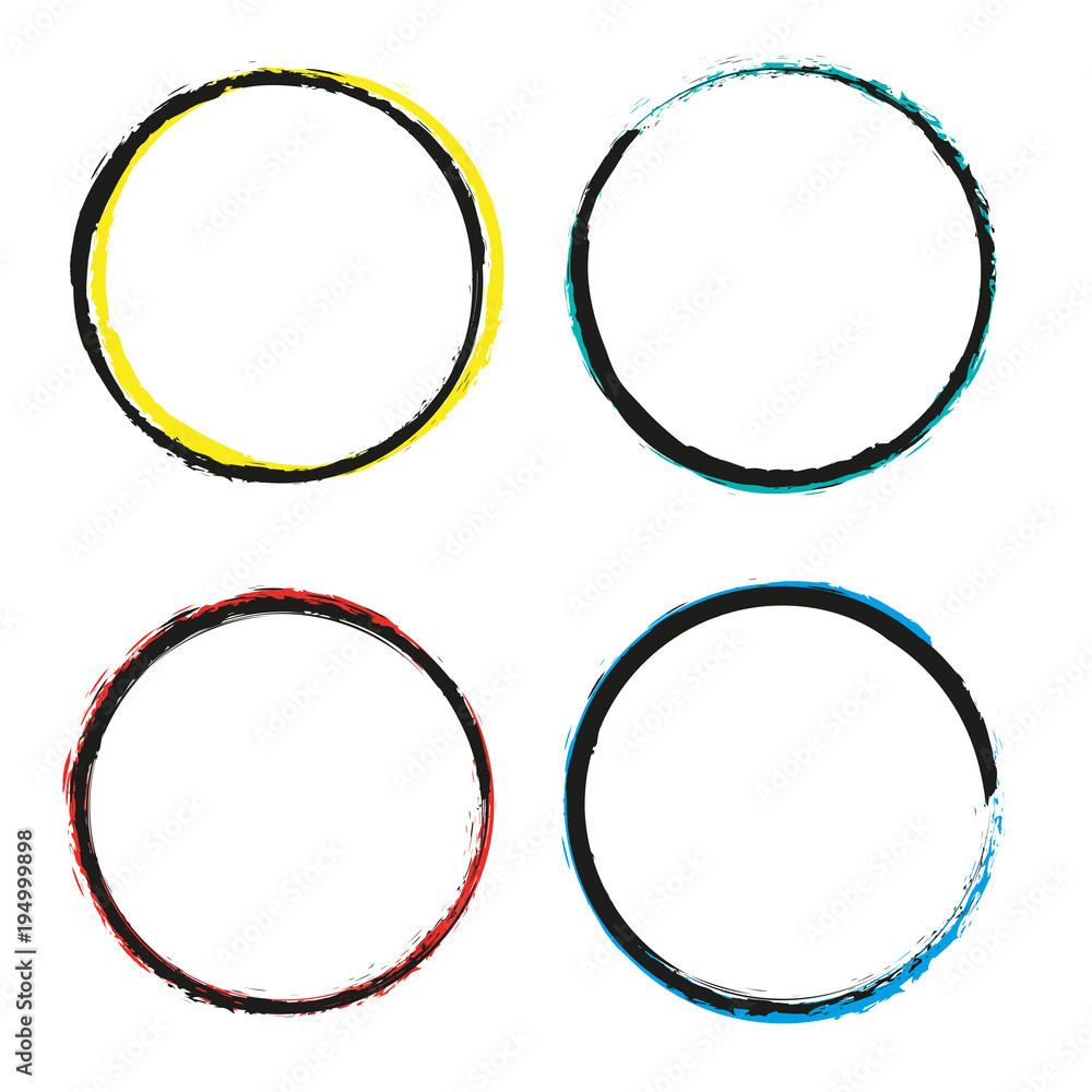 Set of grunge circles.Vector grunge round shapes. Bicolor style. Set of grunge circles.Vector grunge round shapes. Bicolor style.