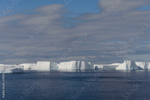 Antarctic seascape with icebergs