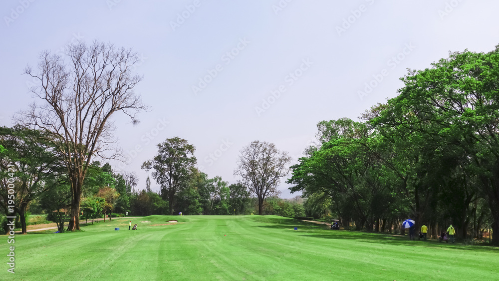 beautifull tropical golf course with blue sky.Healthy exercise golf game concept. beautifull tropical golf course with blue sky.Healthy exercise golf game concept.