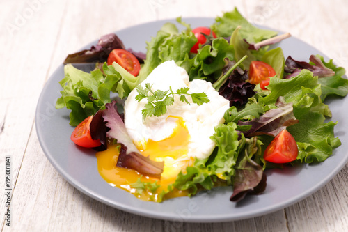 salad with poached egg