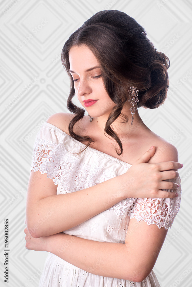 Young sweet brunette with beautiful hairstyle Young sweet brunette with beautiful hairstyle