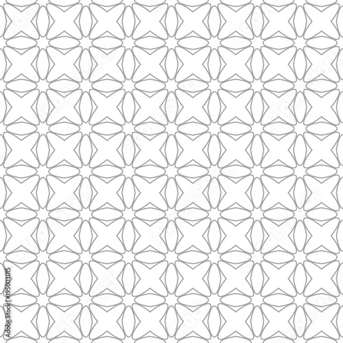 Gray geometric ornament on white background. Seamless pattern