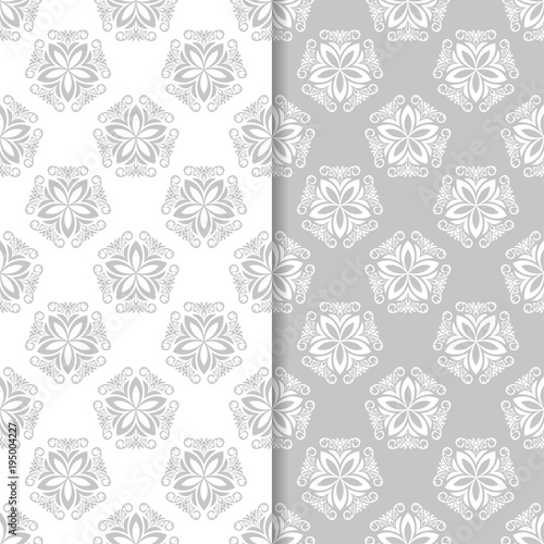 Floral backgrounds with gray and white seamless pattern