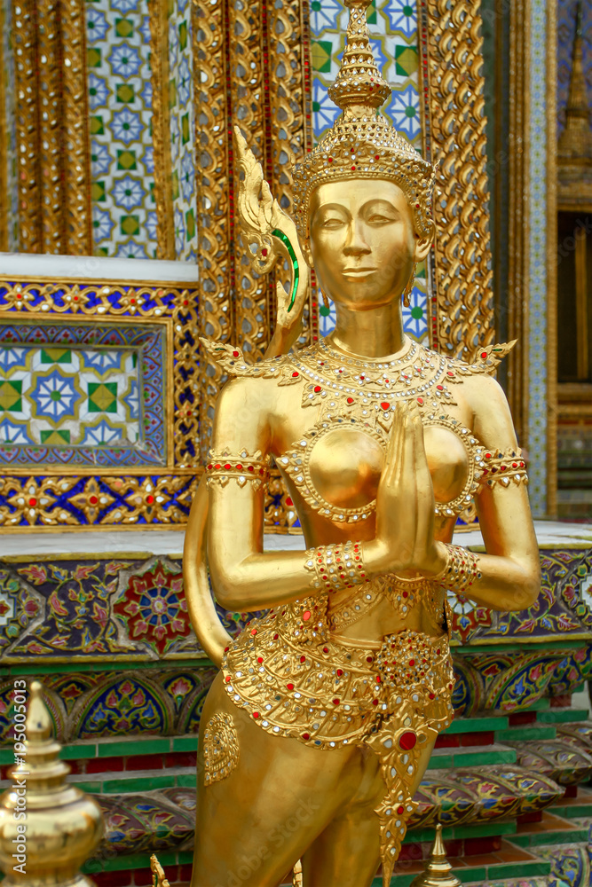 Emerald Buddha, Wat Phra Kaew temple statues Kenara in Bangkok Thailand
