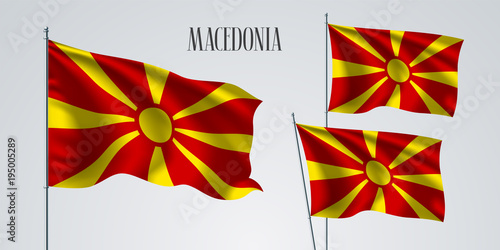 Macedonia waving flag set of vector illustration