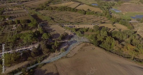 Aerial, Saturnia hot springs in Italy photo