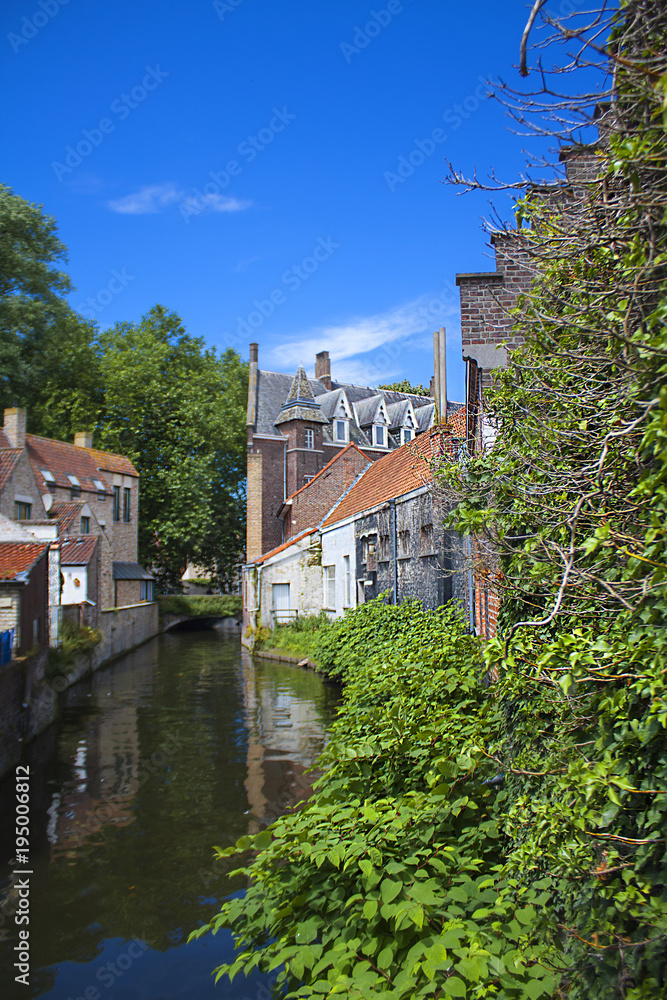 Beautiful water canals in Bruges, Belgium