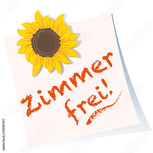 Zimmer frei Post-it  mit Sonnenblume