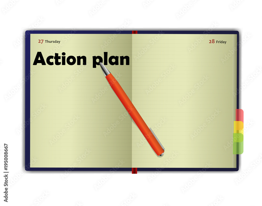 Business notebook (diary) with text action plan. With free blank space for your text Business notebook (diary) with text action plan. With free blank space for your text