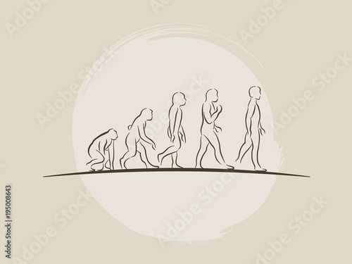 Theory of evolution of man - Human development - Hand drawn sketch vector illustration