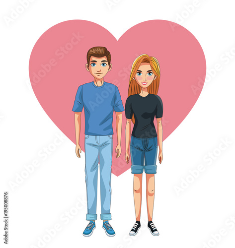 Young couple cartoon vector illustration graphic design