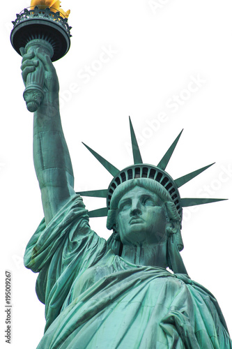 Statue of liberty in isolated white background, New York, United States of America