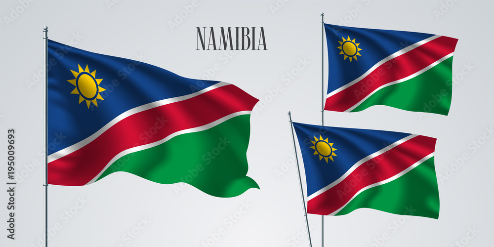 Namibia waving flag set of vector illustration Namibia waving flag set of vector illustration