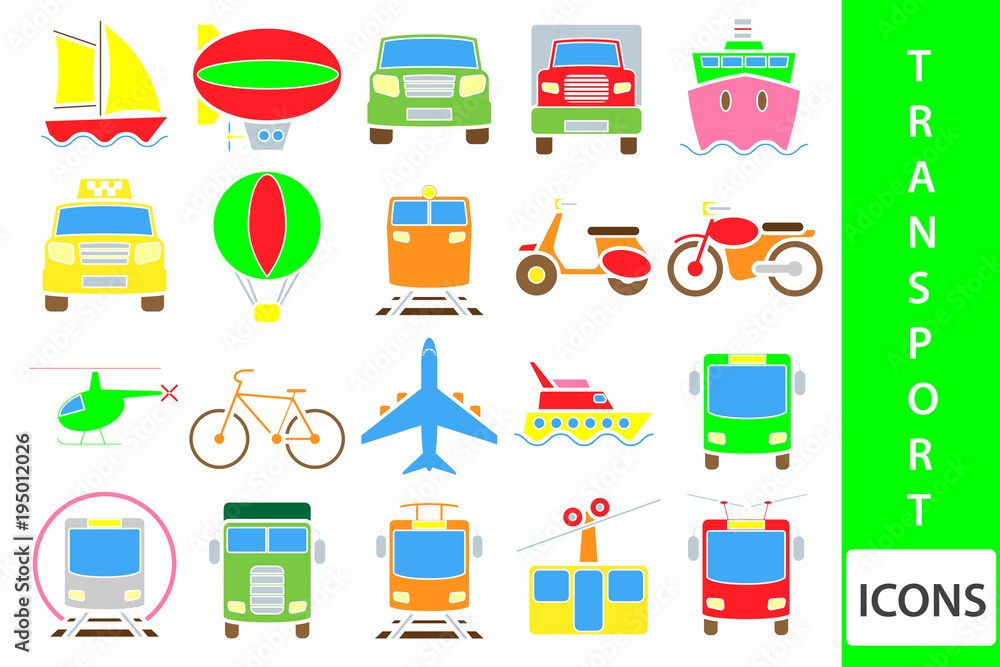 Vector transport icons Vector transport icons