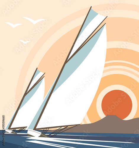 South Sea, a picture in a retro style