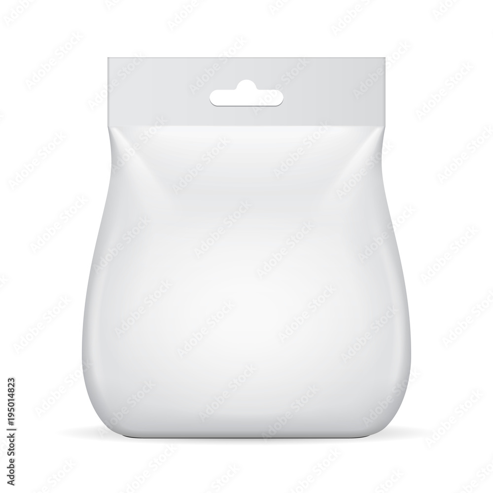 Blank Stand Up Pouch Snack Sachet Bag. Foil Or Paper Food Packaging. Illustration Isolated On White Background. Mock Up, Mockup Template Ready For Your Design. Vector EPS10 Blank Stand Up Pouch Snack Sachet Bag. Foil Or Paper Food Packaging. Illustration Isolated On White Background. Mock Up, Mockup Template Ready For Your Design. Vector EPS10