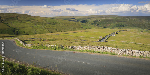 Muker and Swaledale from Buttertubs Pass road Yorkshire Dales National Park Richmondshire North Yorkshire England photo