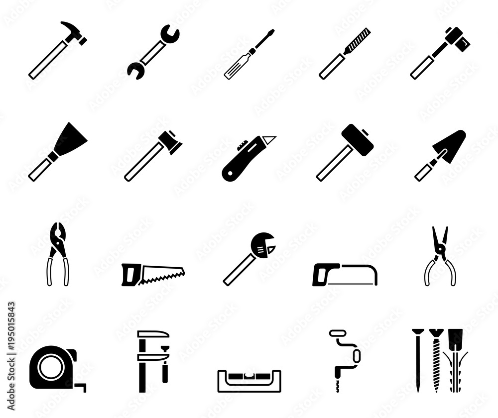 Werkzeug Iconset - Schwarz - obrazy, fototapety, plakaty 
