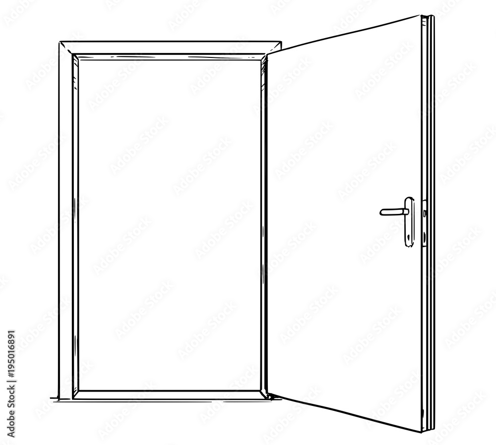 Cartoon Stick Man Drawing Conceptual Illustration Of Open Modern Door Business Concept Of Decision And Challenge Stock Vector Adobe Stock Cartoon Stick Man Drawing Conceptual Illustration Of Open Modern Door Business Concept Of Decision And Challenge Stock Vector Adobe Stock