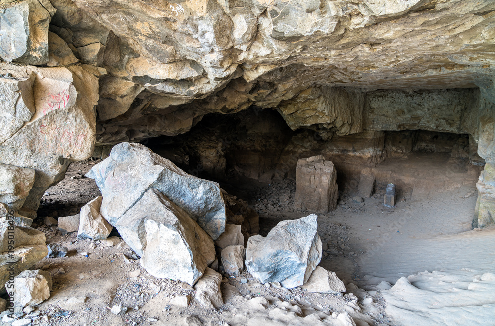 Naklejka premium Cave no 5 on Elephanta Island near Mumbai, India
