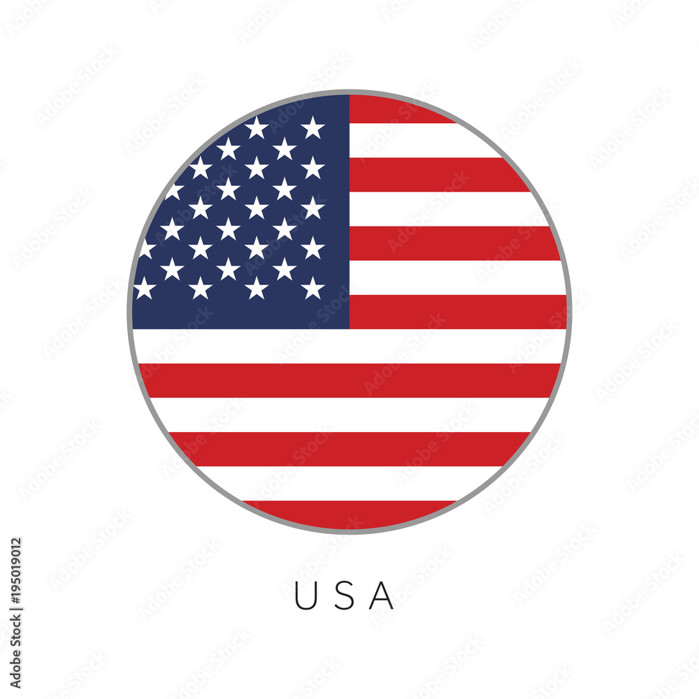 USA flag round circle vector icon USA flag round circle vector icon