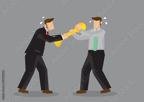 Fighting for Trophy Business Cartoon Vector Illustration