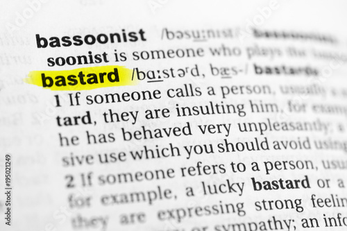 Highlighted English Word Bastard And Its Definition In The Dictionary Stock Photo Adobe Stock