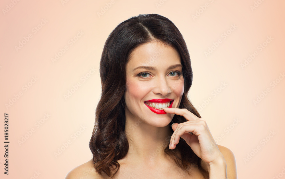beautiful smiling young woman with red lipstick beautiful smiling young woman with red lipstick