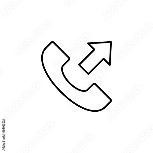 outcoming outbound phone call vector line black icon