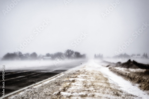 Fotografía Snowy road in a blizzard