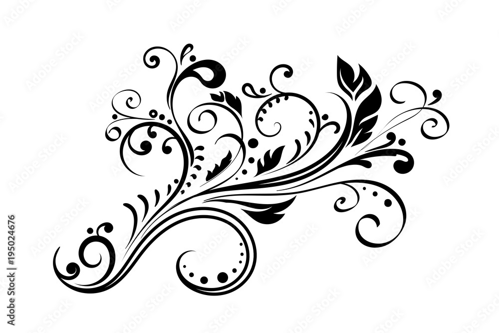 Floral decorative ornament. Flower branch Floral decorative ornament. Flower branch