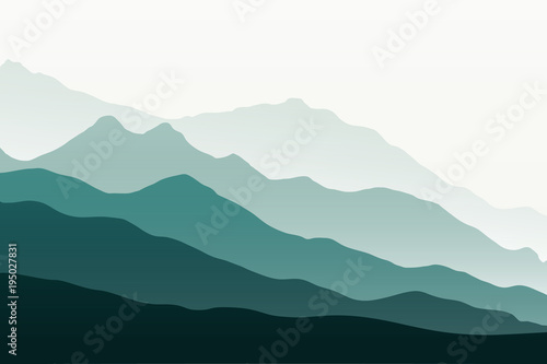 Beautiful mountains landscape. Nature background. Vector illustration for backdrops, banners, prints, posters, murals and wallpaper design.