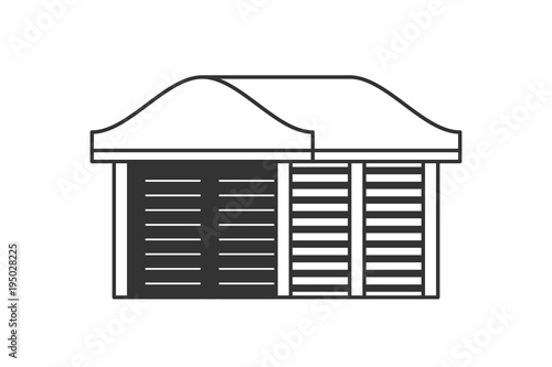 Carport for cars at home. Vector carport design in flat lines