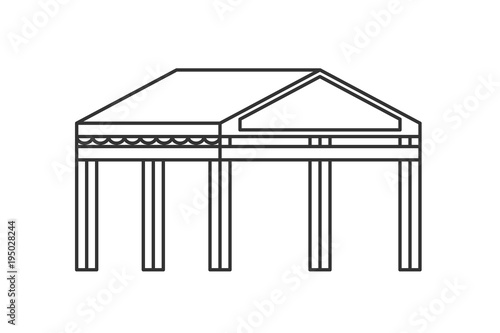 Carport for cars at home. Vector carport design in flat lines