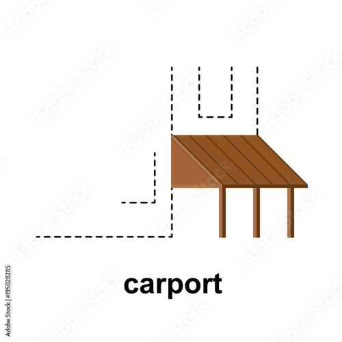 Carport for cars at home. Vector carport design in flat lines.